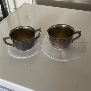 Vintage Poole Silver Company Creamer and Sugar Bowl Set